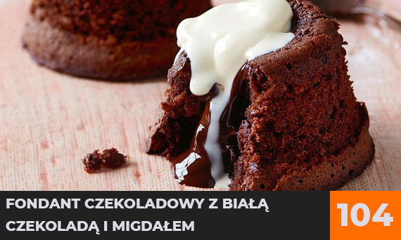 Fondant czekoladowy z białą czekoladą i migdałem