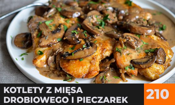 Kotlety z mięsa drobiowego i pieczarek