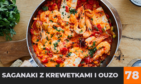 Saganaki z krewetkami i ouzo