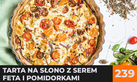 Tarta na słono z serem feta i pomidorkami