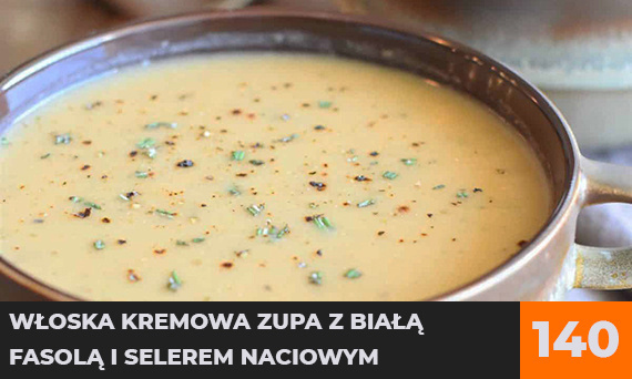 Włoska kremowa zupa z białą fasolą i selerem naciowym (przepis bezglutenowy)